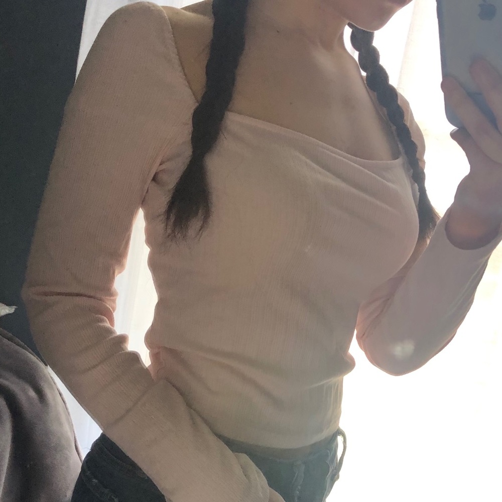 Square Neck Long Sleeve Top